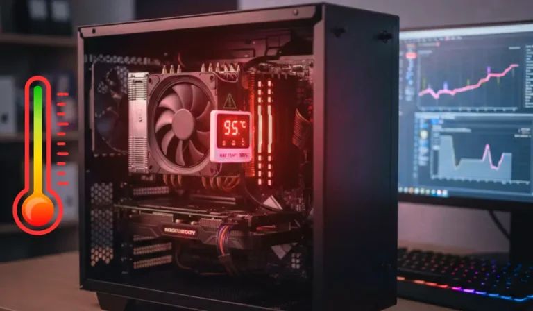 CPU temperature gauge showing safe and danger heat levels